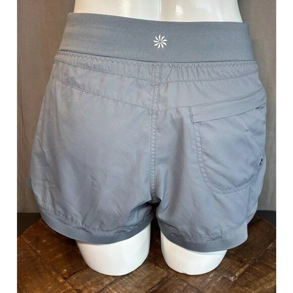 Athleta Running Shorts Grey Athletic Workout Zipper Pocket Size Xsmall - Picture 2 of 16